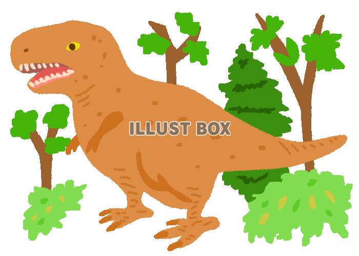 ティラノサウルスと植物(透過png)