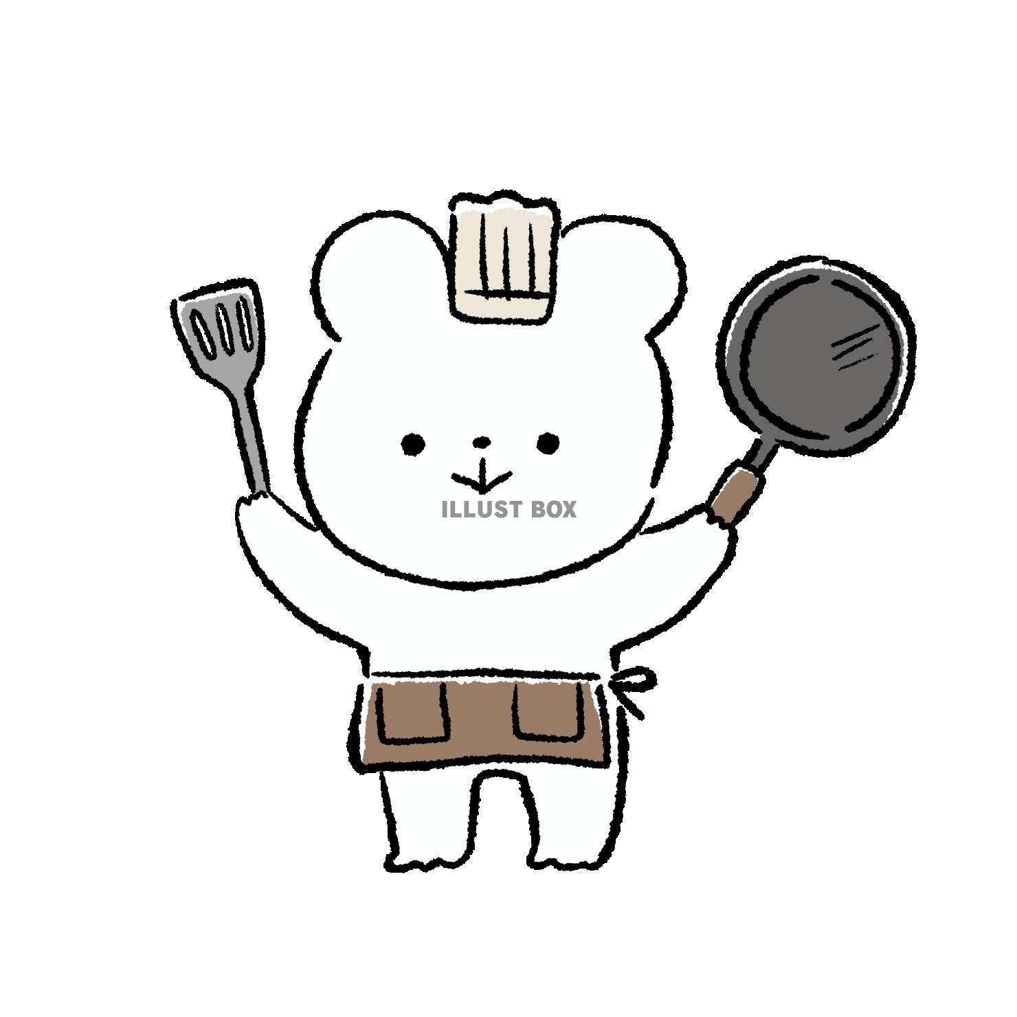 料理をしようとするくま