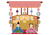 お雛様のお代理様と玉紐飾りや花の屏風