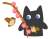 しだれ梅と雀を見つけた黒猫