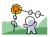 太陽の光を浴びる棒人間