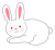 地面に伏せている可愛い白うさぎ