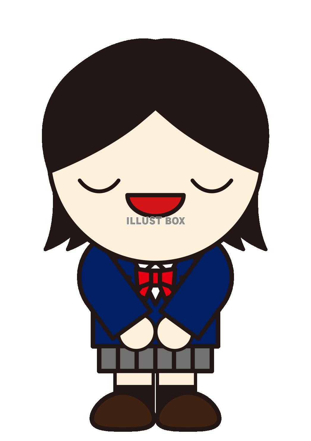 9_人物_高校生・ブレザーの制服・女子・お辞儀