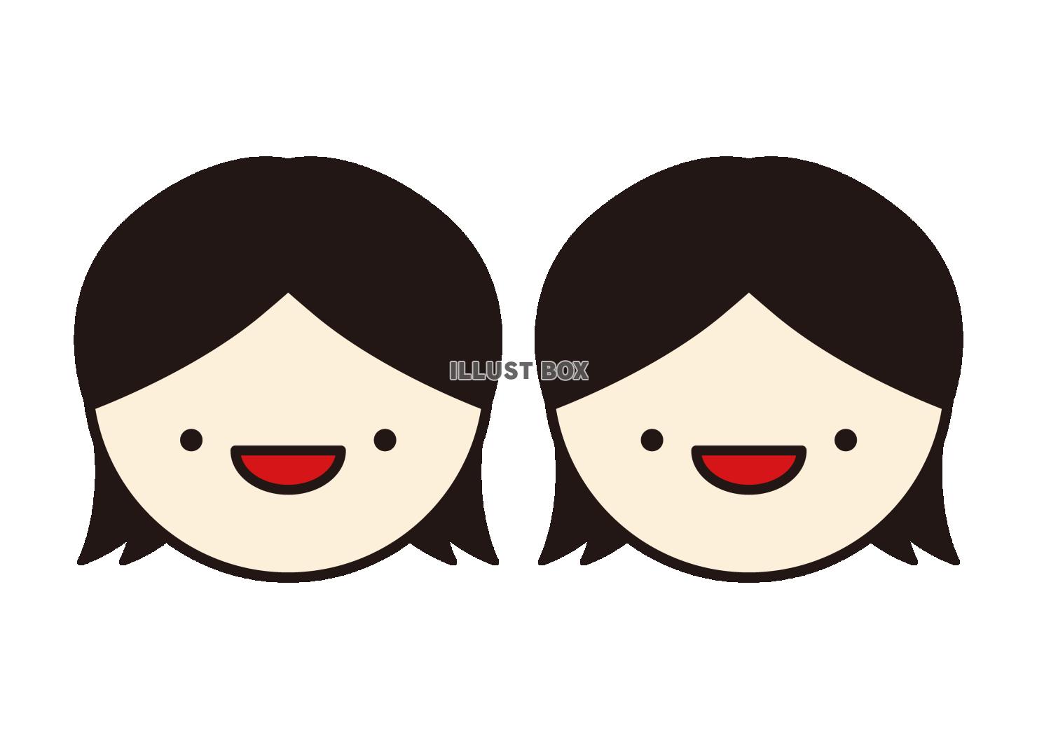2_人物_双子・顔・笑顔・女性