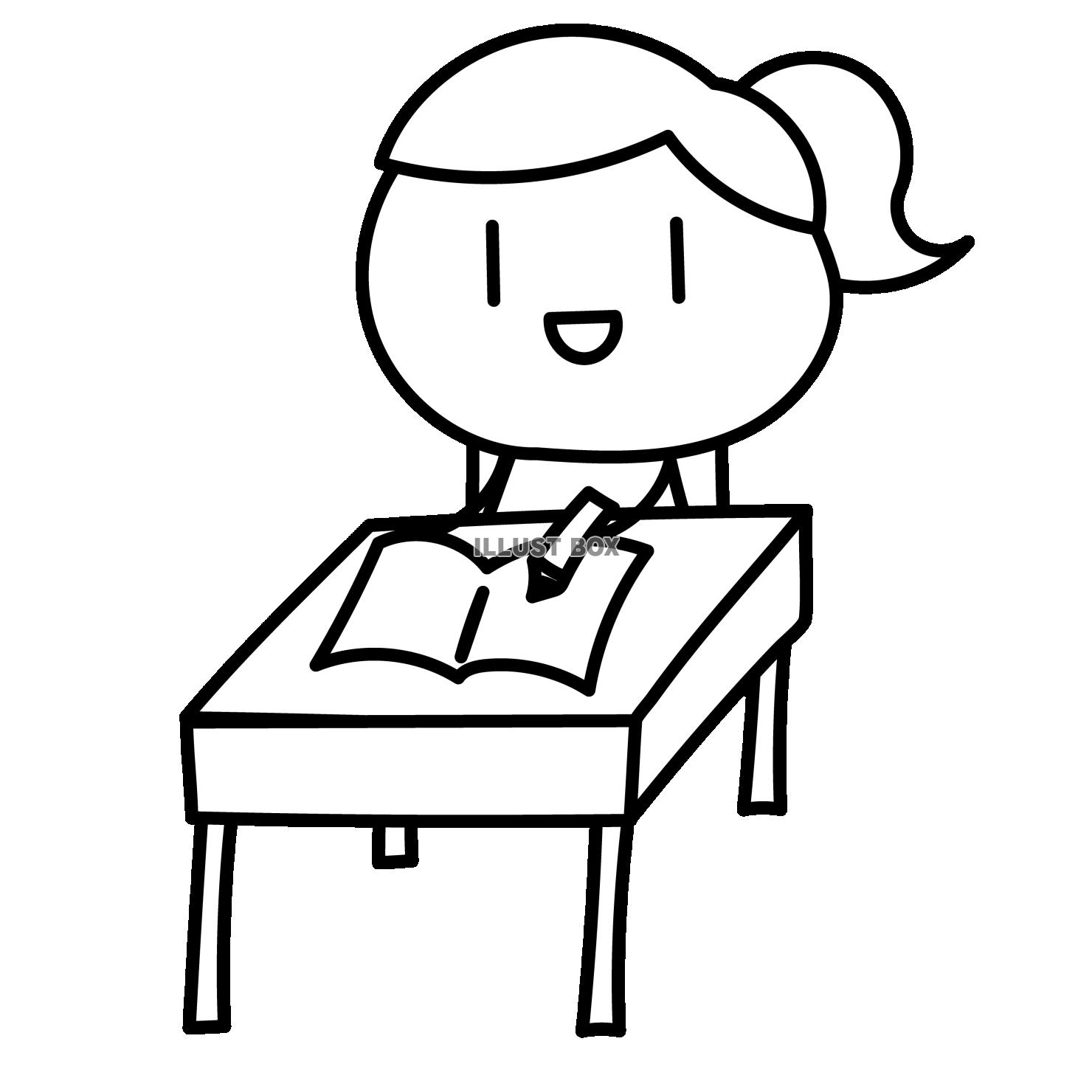 勉強する女子高生