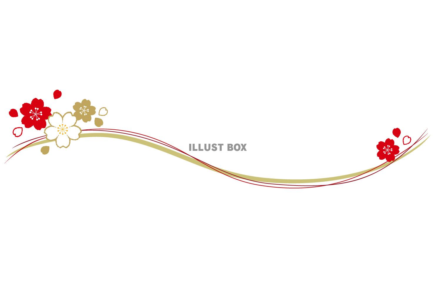 桜の花のウェーブライン/赤・金
