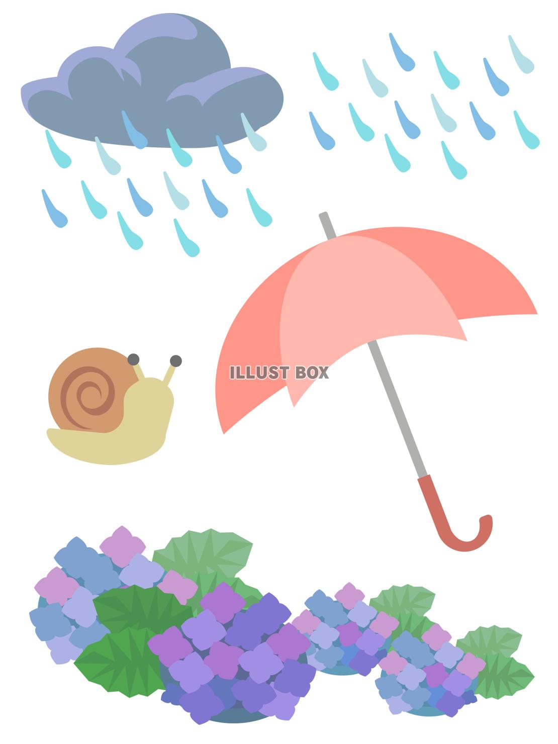 梅雨のイラストセット　ベクターイラスト