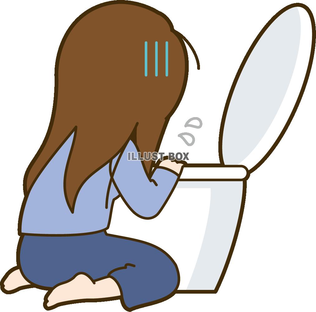 トイレで嘔吐する女性
