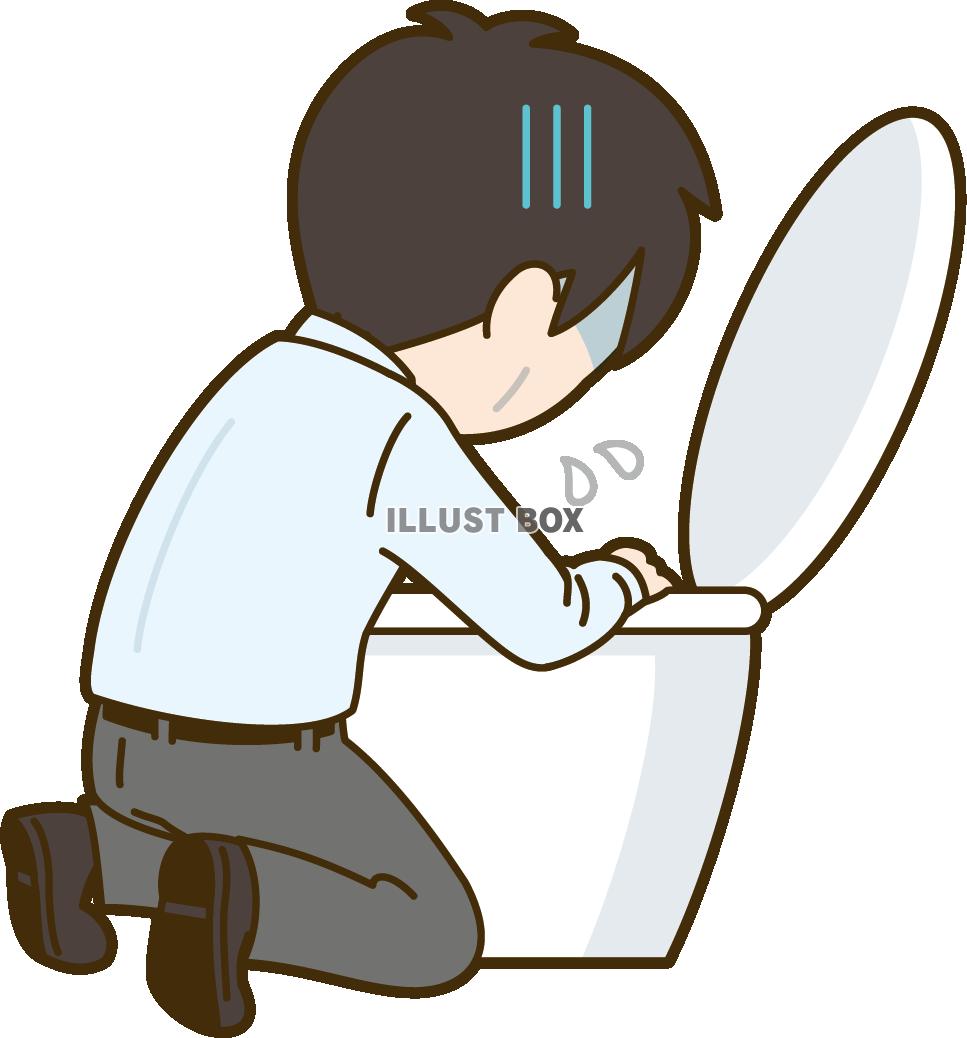 トイレで嘔吐する男性