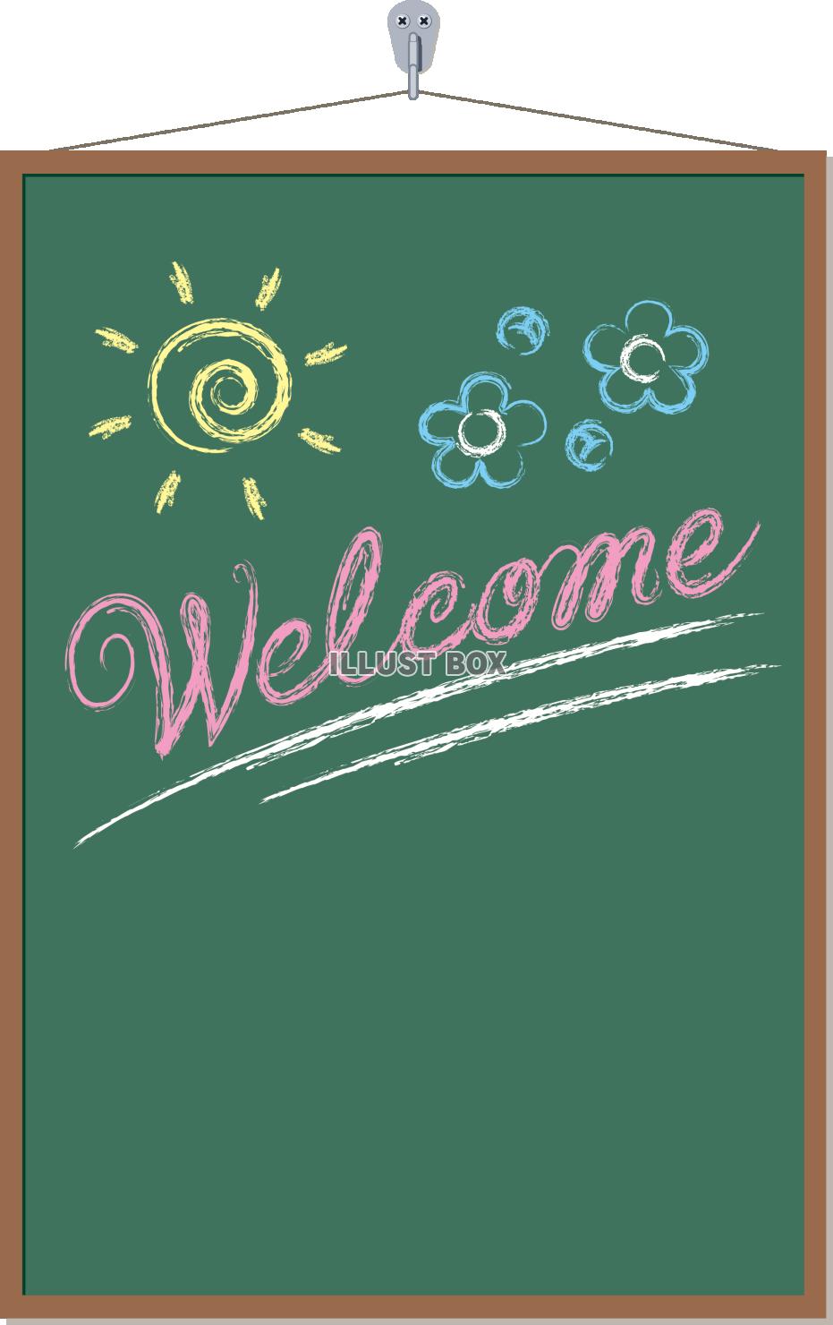 黒板のサインボードに書かれたWelcome