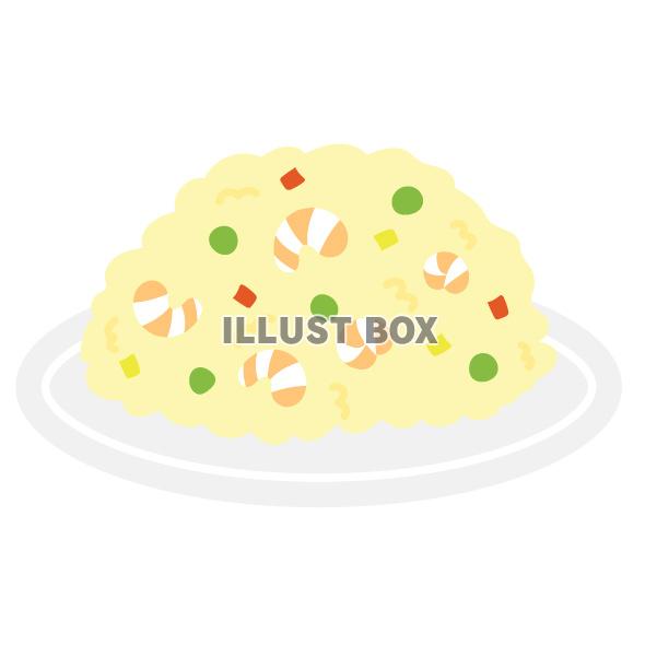 お皿に盛ったエビピラフ