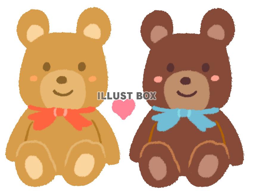 リボンを付けた二つの可愛いくまのぬいぐるみ