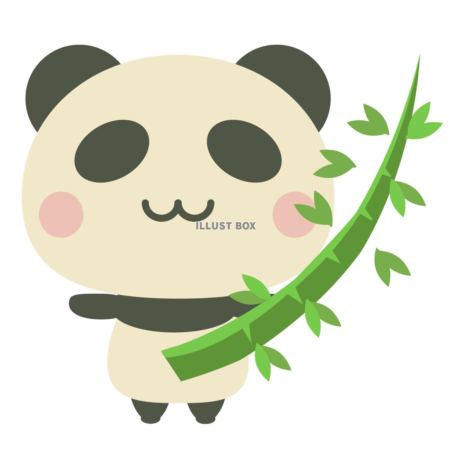 笹を持ったかわいいパンダ　ベクターイラスト
