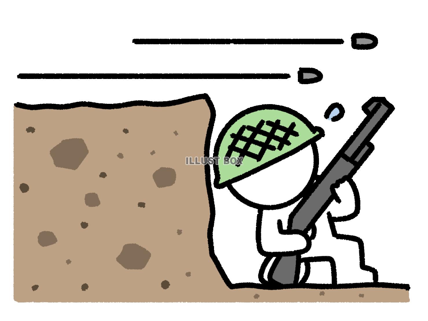 弾を避ける棒人間の兵士