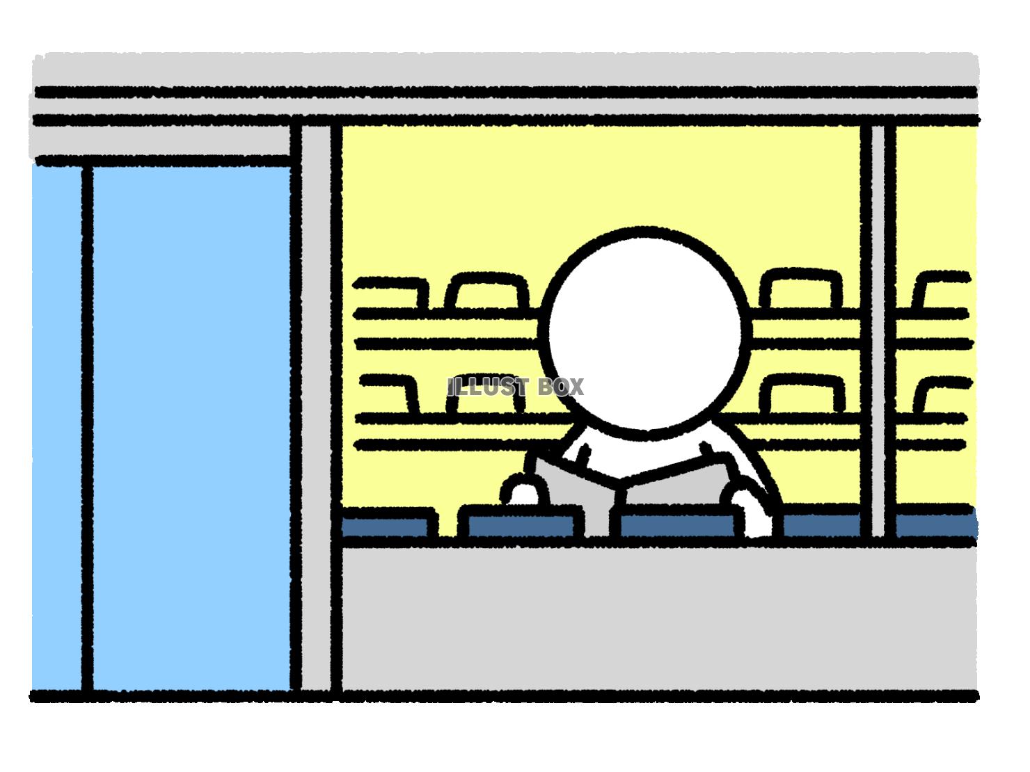コンビニで立ち読みする棒人間