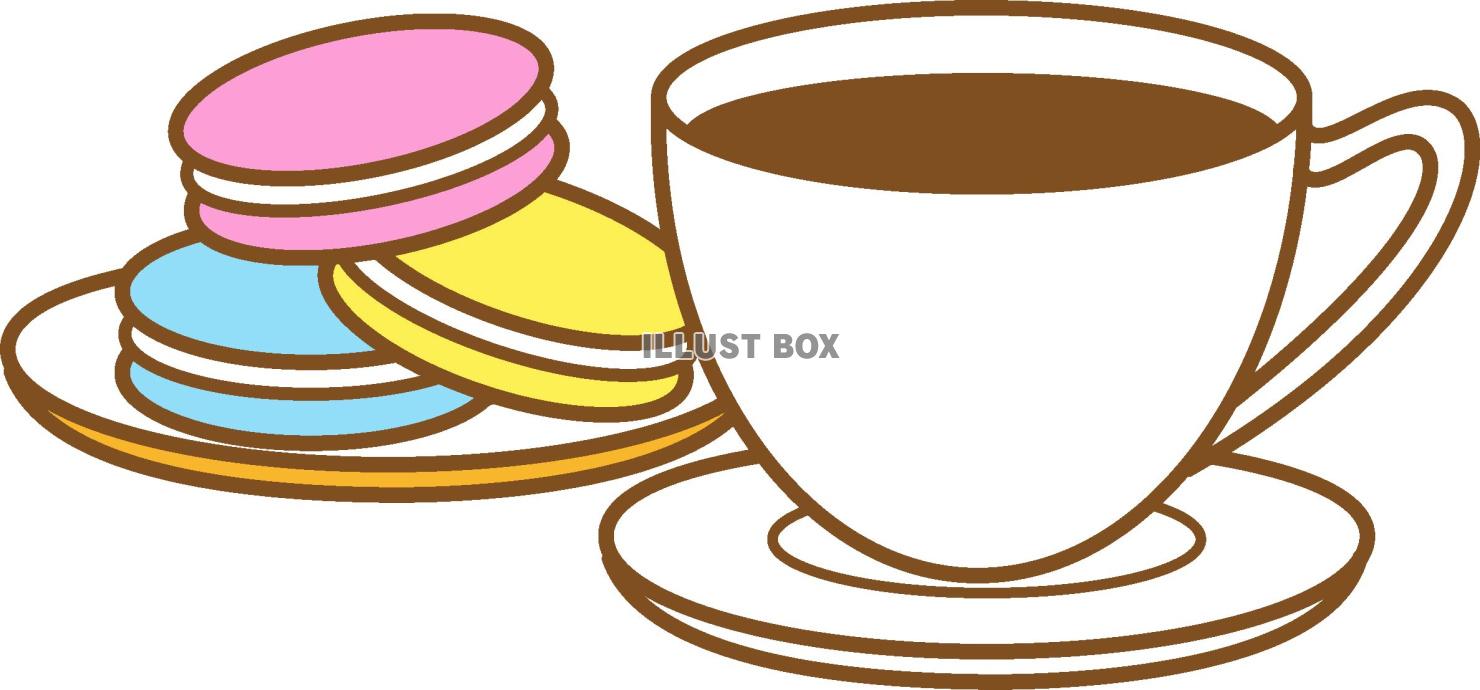 マカロンとホットコーヒー