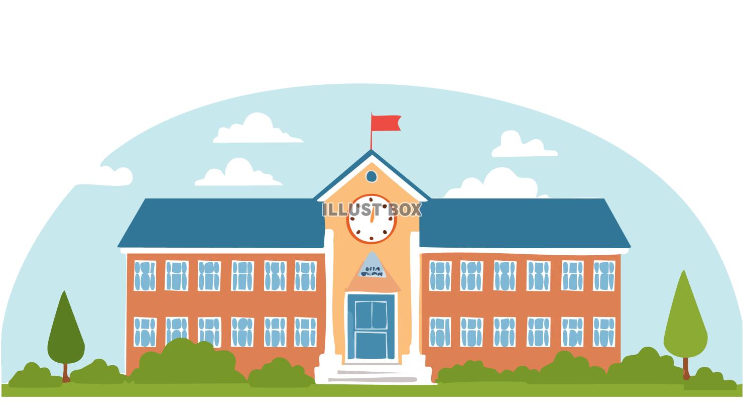 学校と青空がある景色