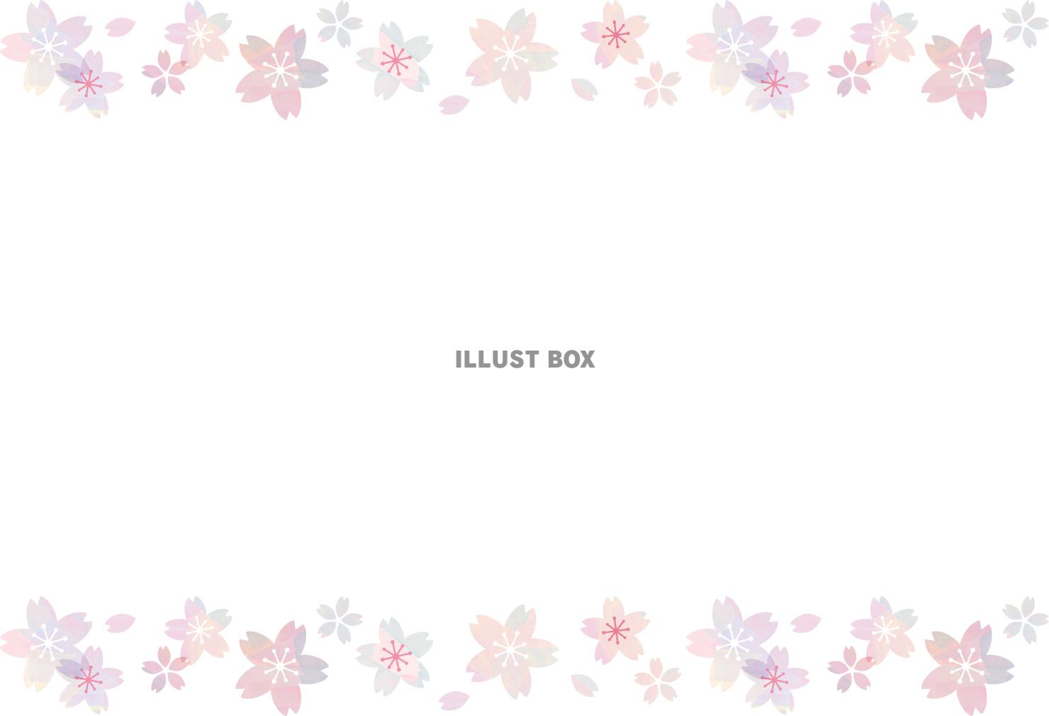 ニュアンス風桜の花ラインフレームイラスト