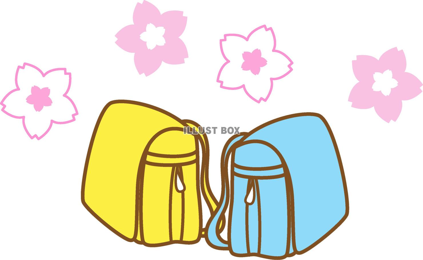 ランドセルと桜の花