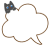 白い雲に乗った黒猫のフキダシ