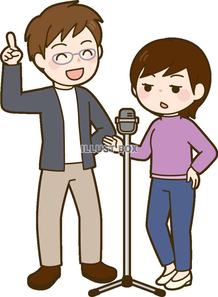 漫才をするお笑い芸人（男女）