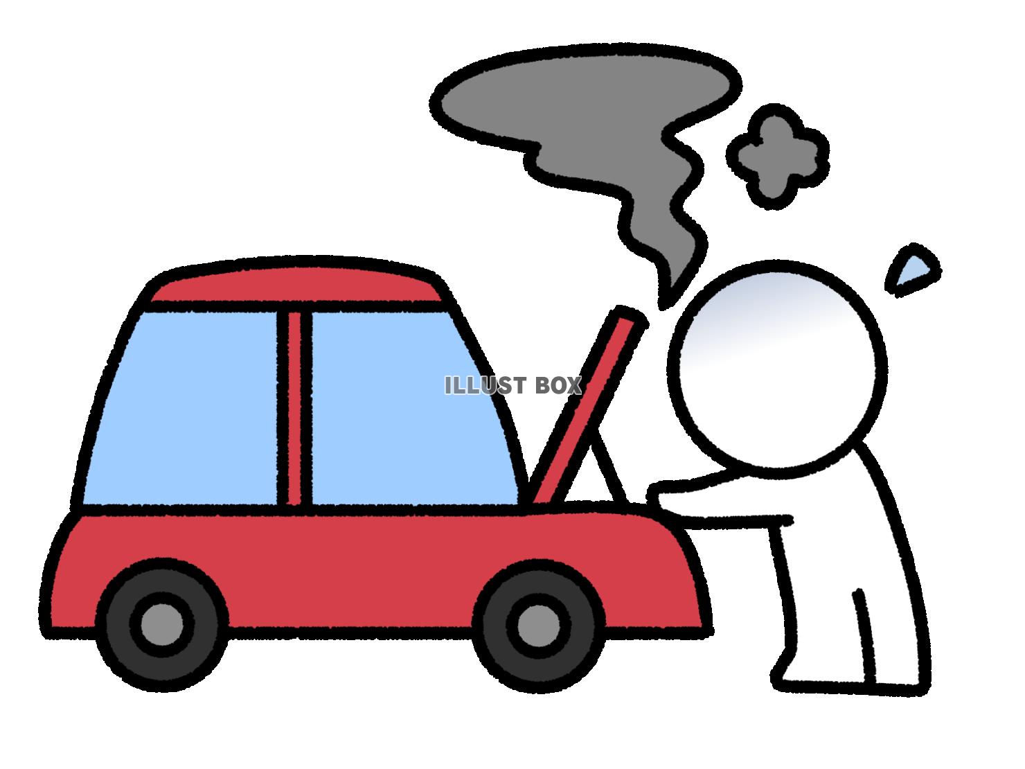 車の故障に困る棒人間