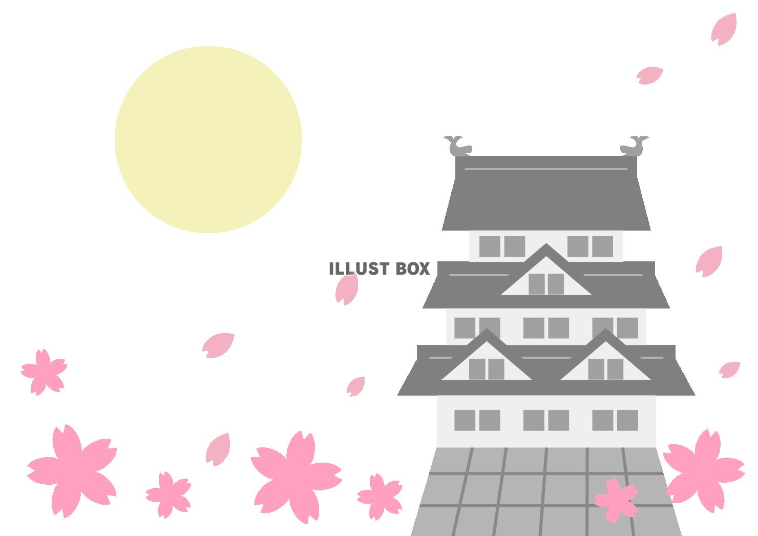2_建物_日本の城・満月・春の桜
