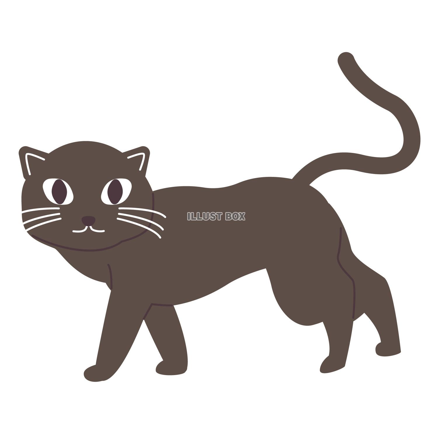 歩く黒猫　ベクターイラスト