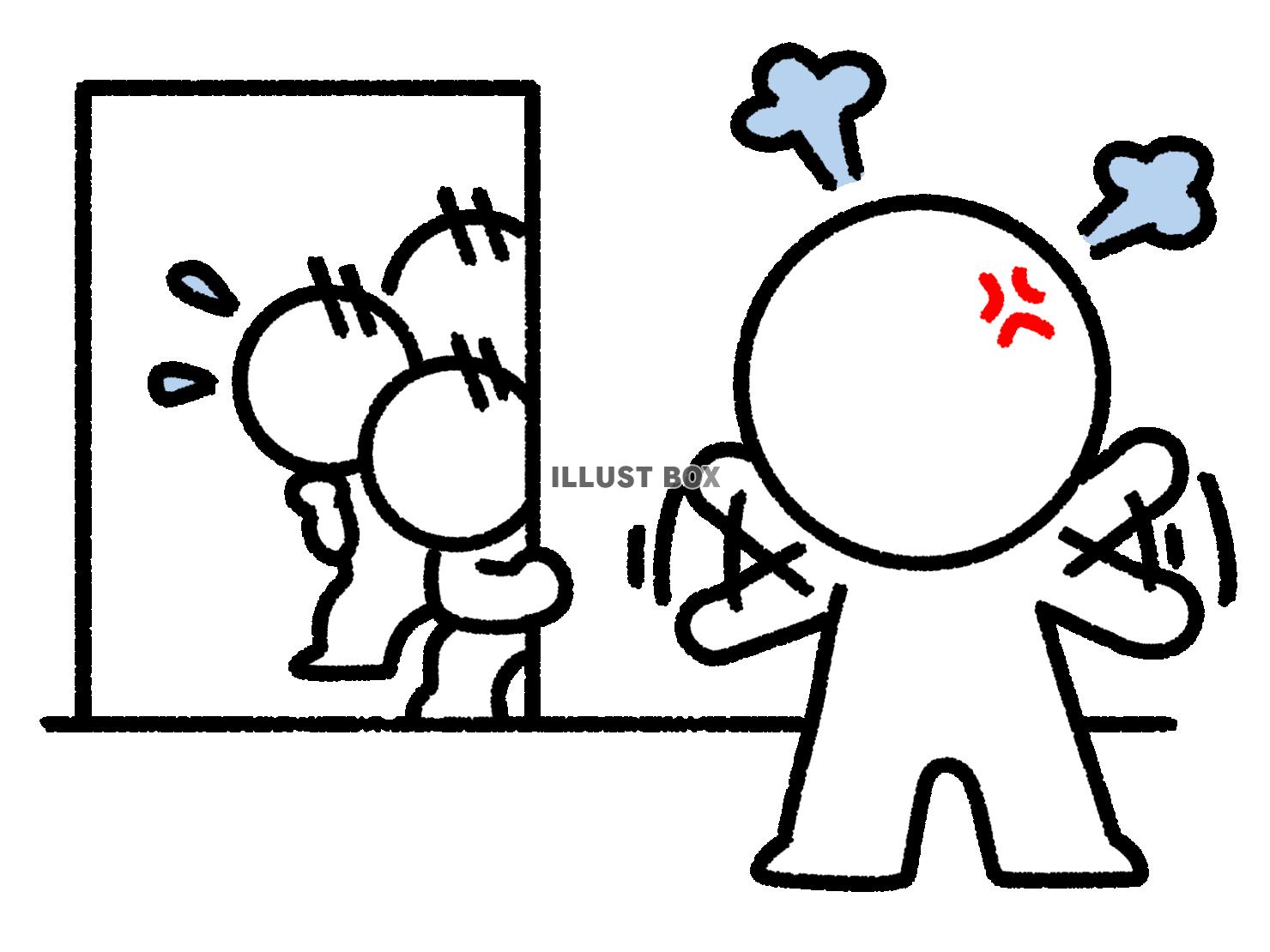 怒る人を見て怖がる棒人間
