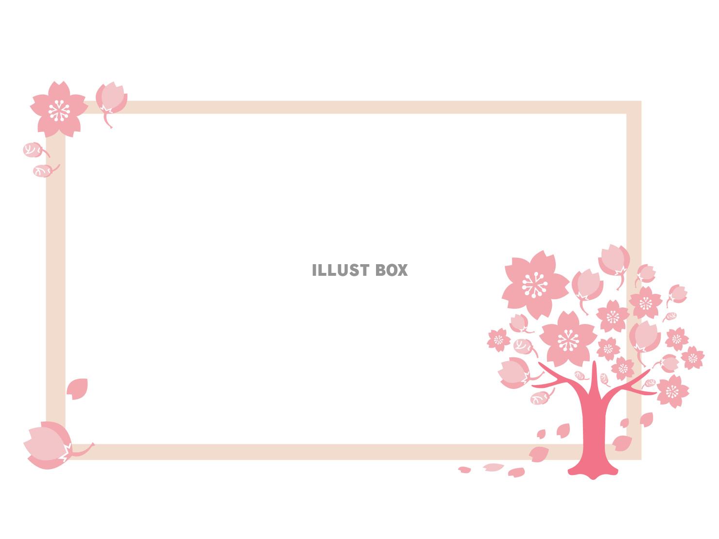 桜の木フレーム横型　ベクターイラスト