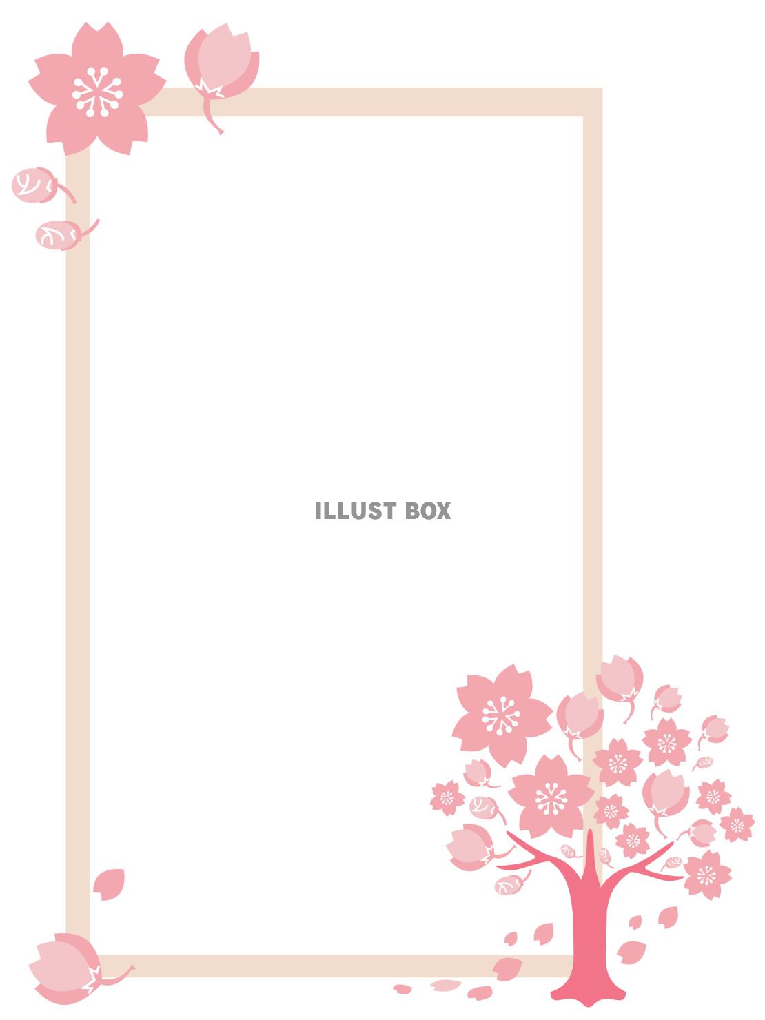 桜の木のフレーム縦型　ベクターイラスト