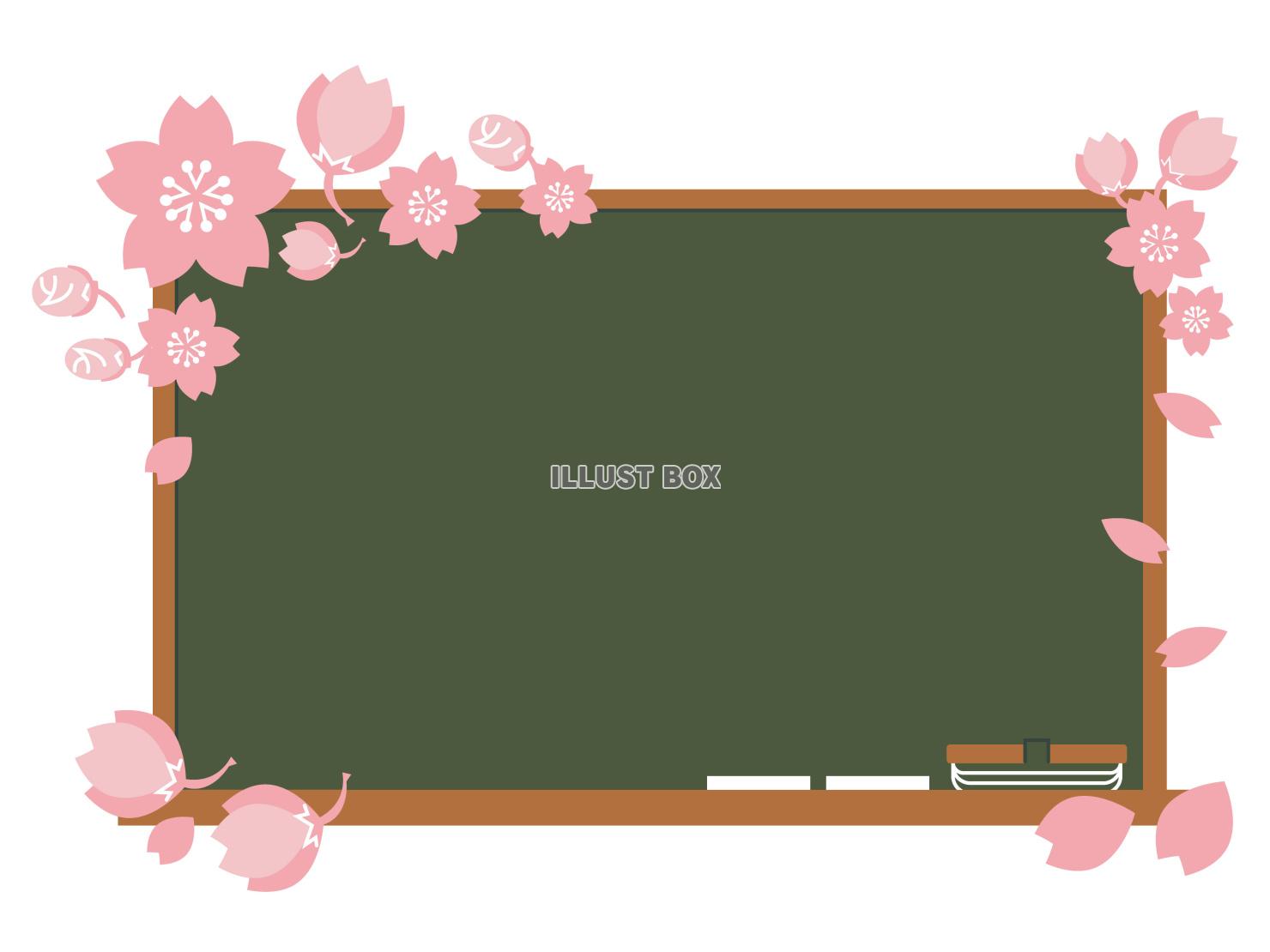 黒板と桜のフレーム　ベクターイラスト