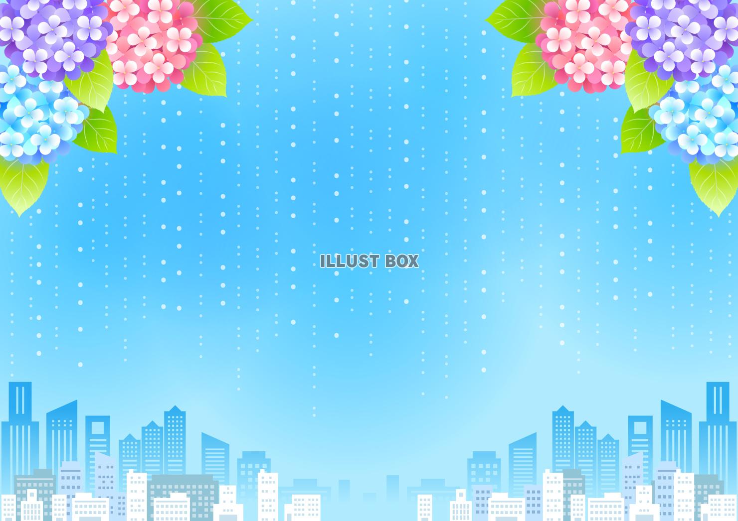 梅雨空のビル街背景ヨコ