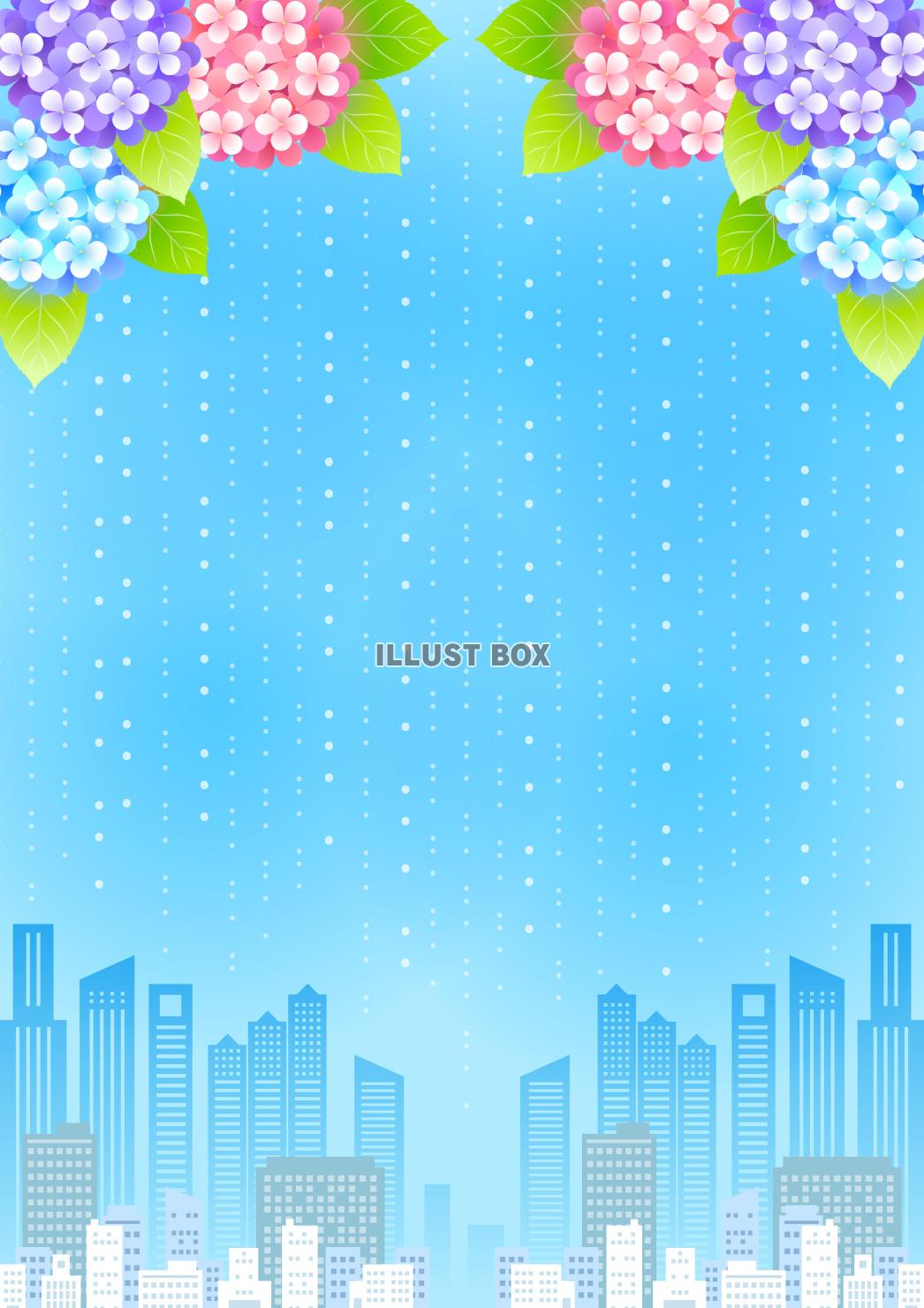 梅雨空のビル街背景タテ