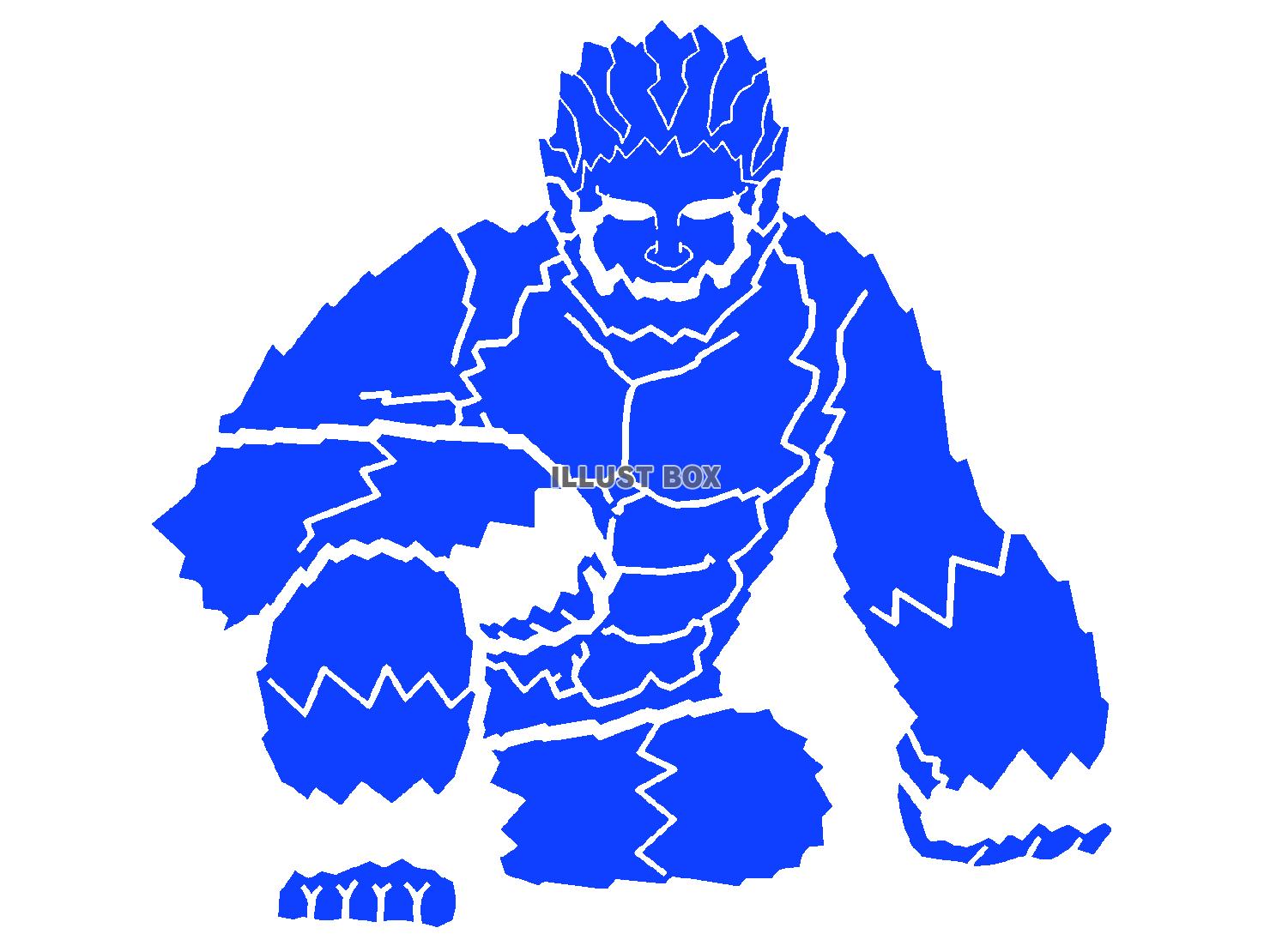 青色の座して時を待つ雪男のシルエット