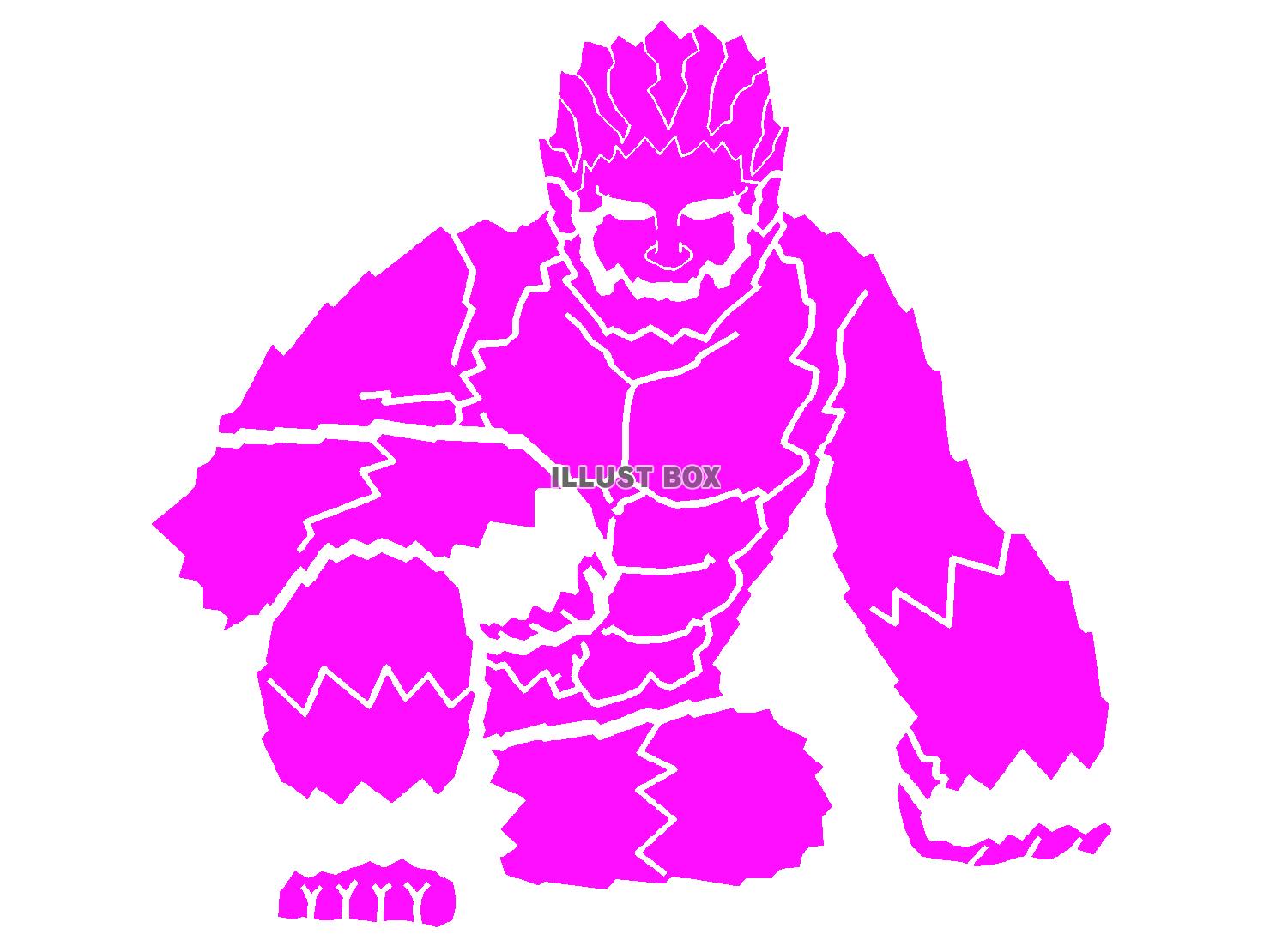 紫色の座して時を待つ雪男のシルエット