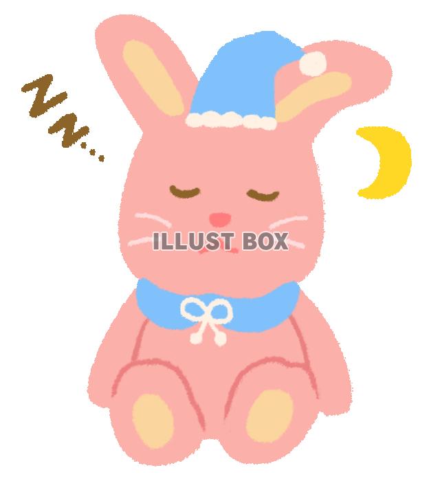 眠った表情のうさぎのぬいぐるみ