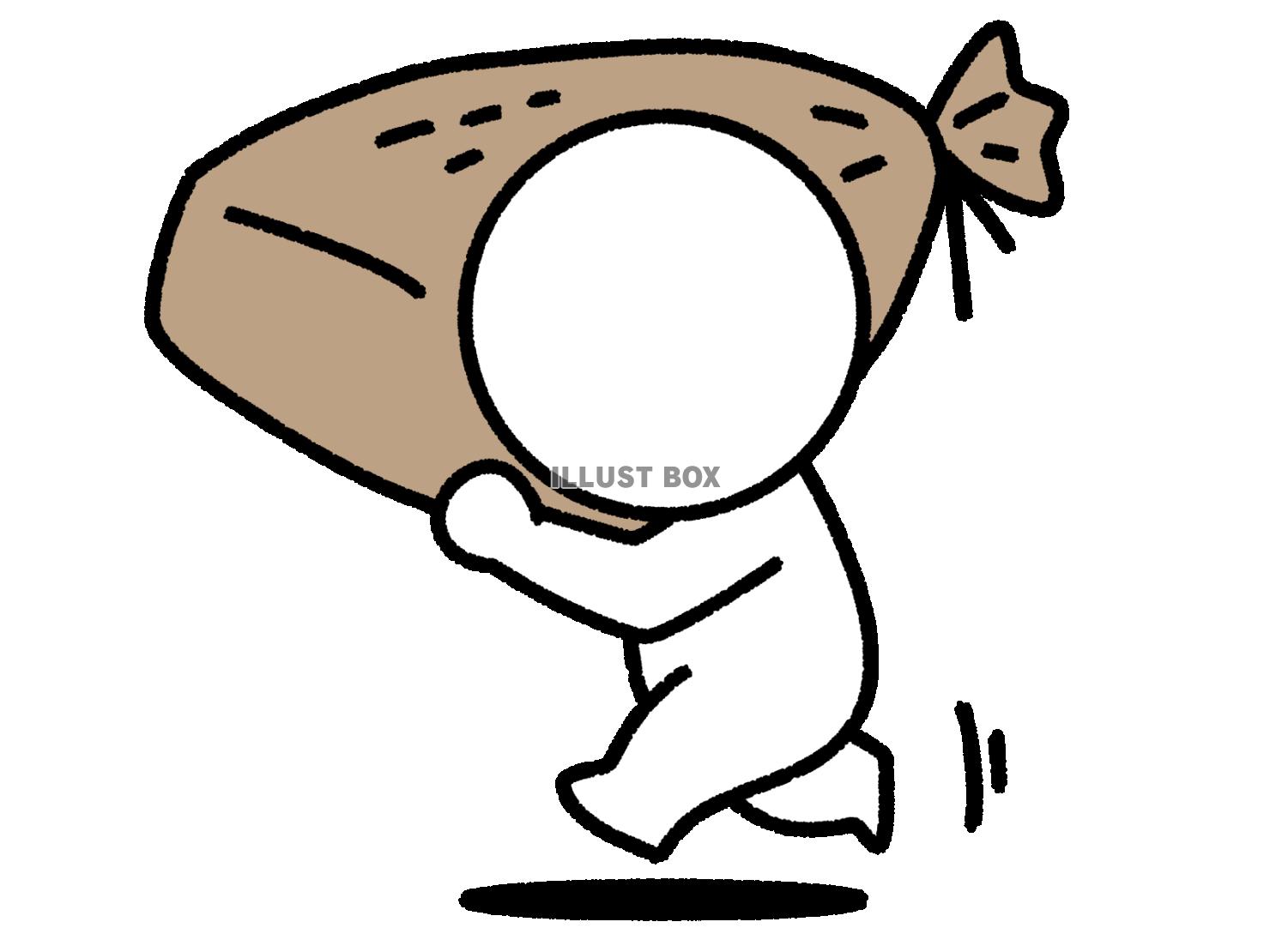 ズタ袋を運ぶ棒人間