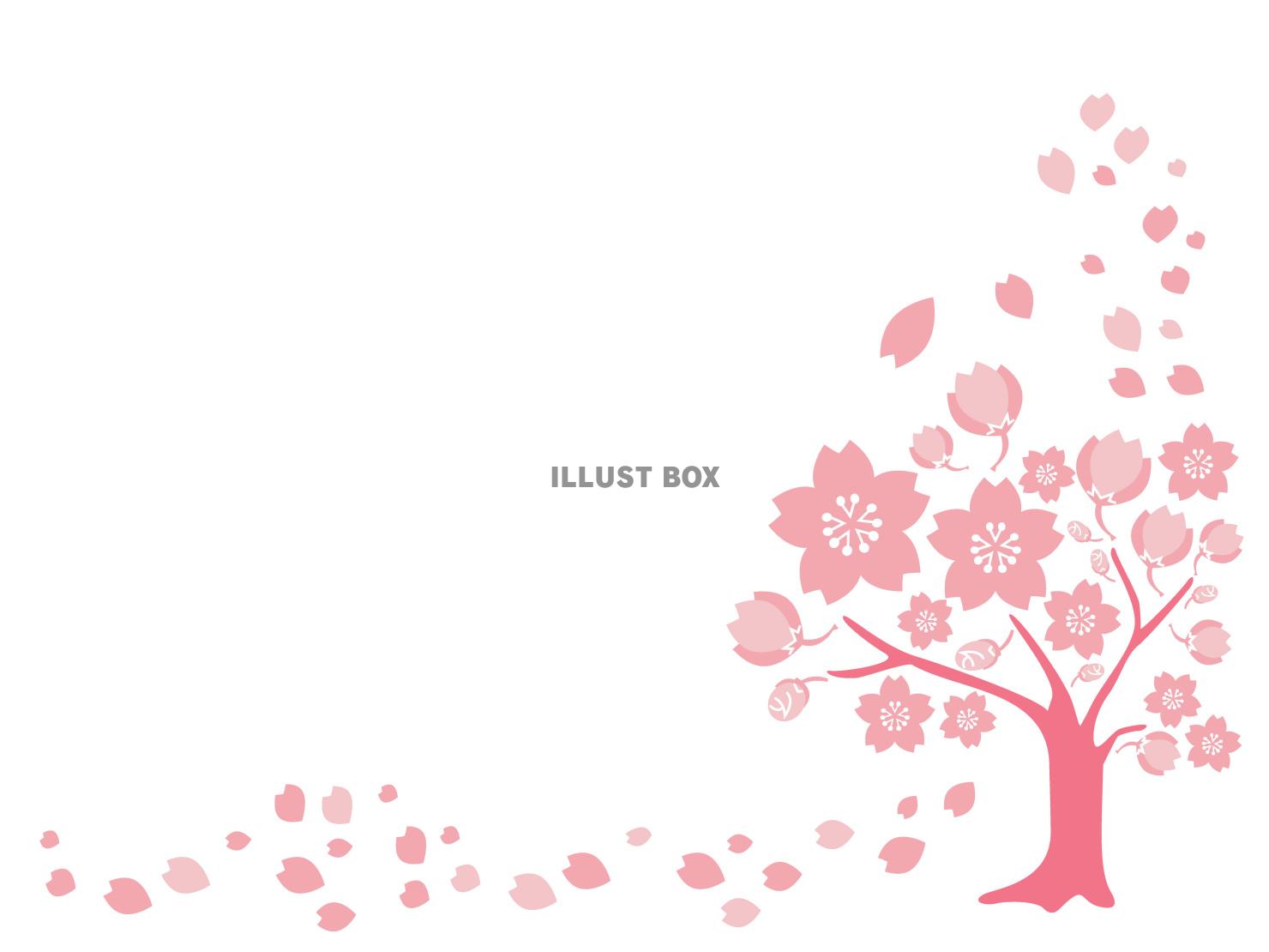 桜の花吹雪フレーム横型　ベクターイラスト