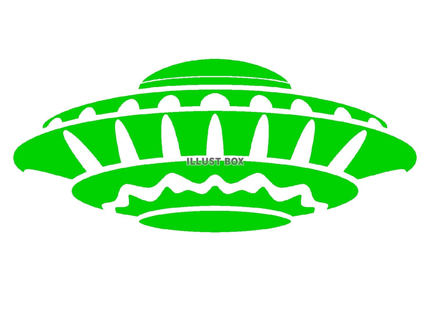 緑色の派手なUFOのシルエット