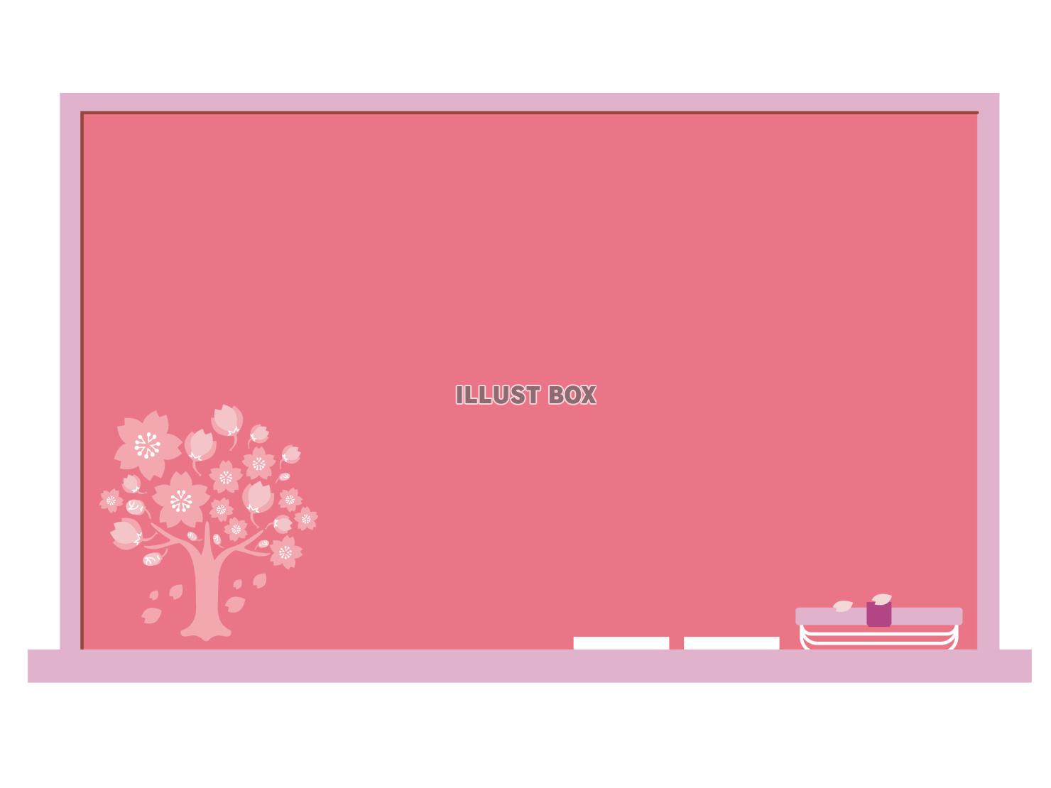 桜っぽい黒板　桜の木つきフレーム　ベクターイラスト