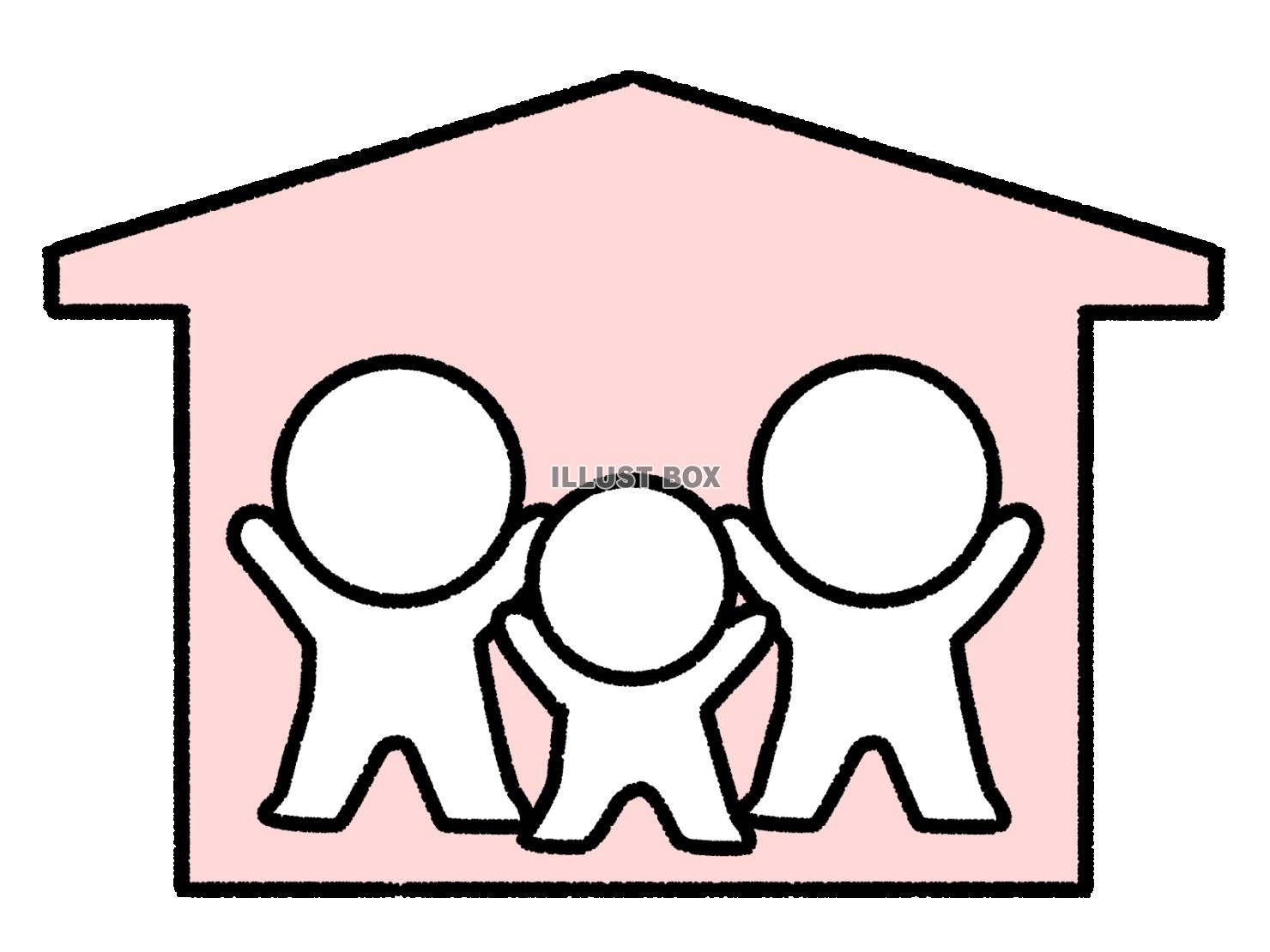 家の中にいる3人の棒人間