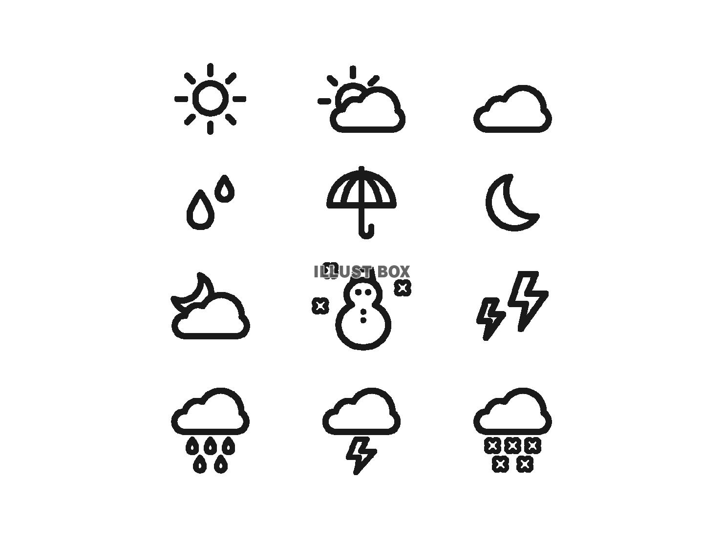 シンプルでかわいいお天気のアイコンセット