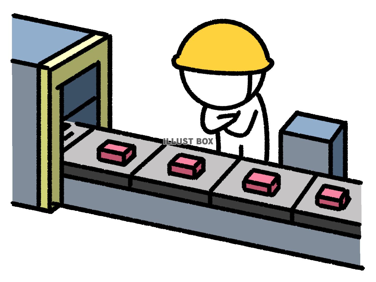 製品チェックをする棒人間
