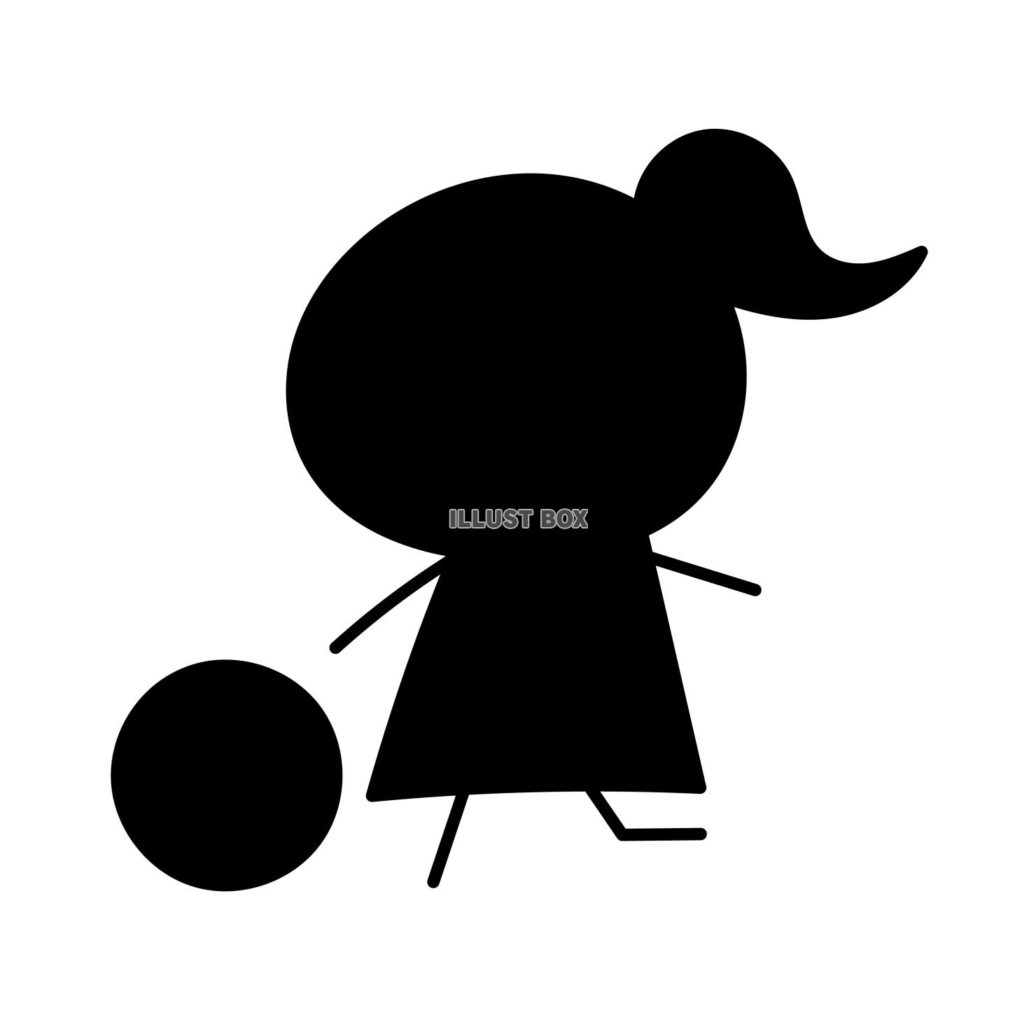 バスケットでドリブルするポニーテールのシルエット