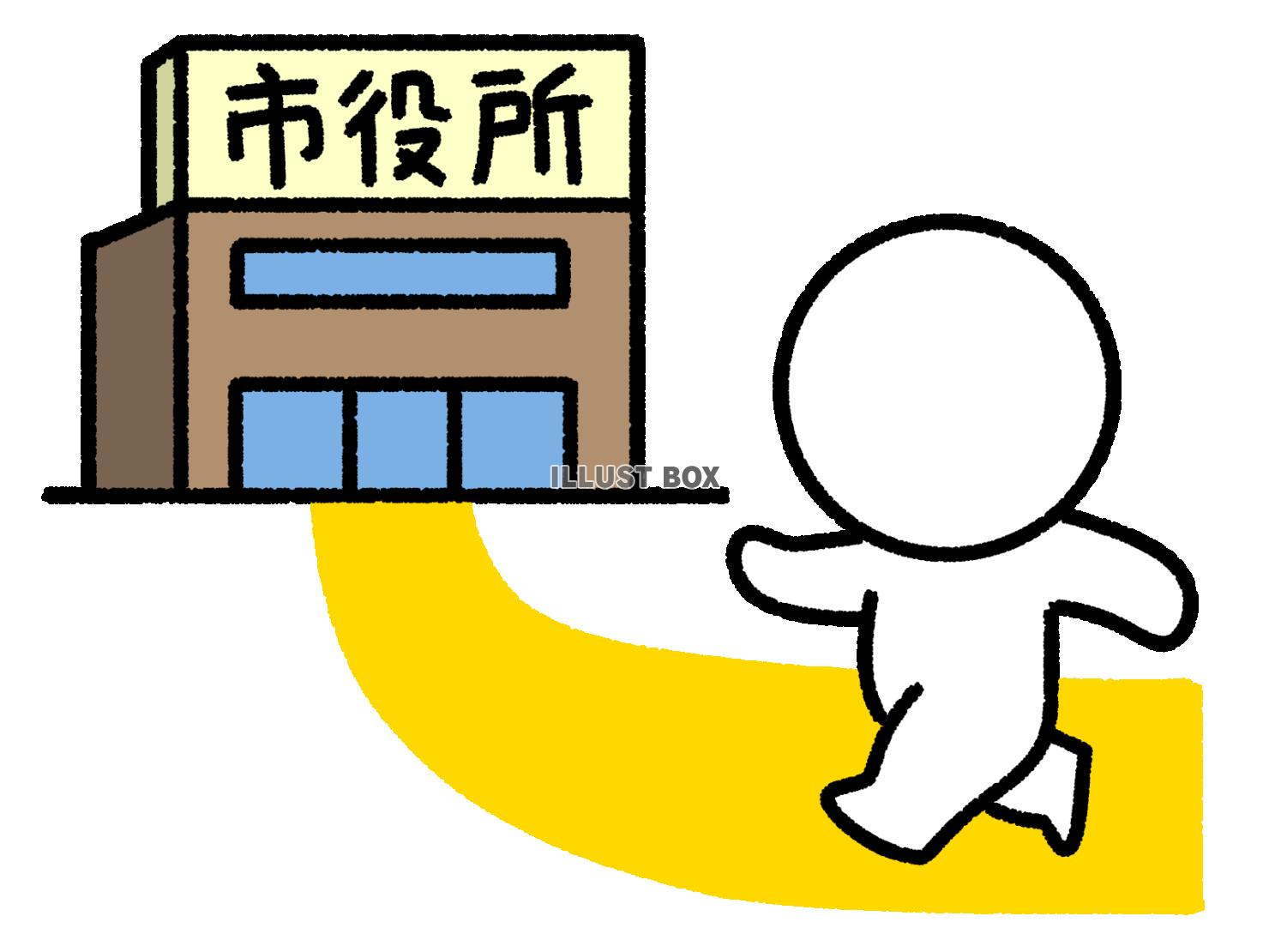 市役所へ向かう棒人間