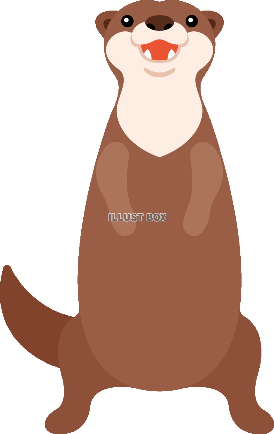 二本足で立つかわいいカワウソのキュートなキャラクター