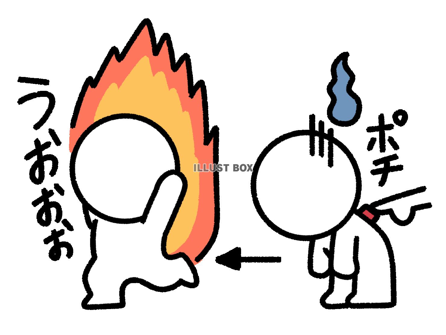 やる気スイッチを押される棒人間
