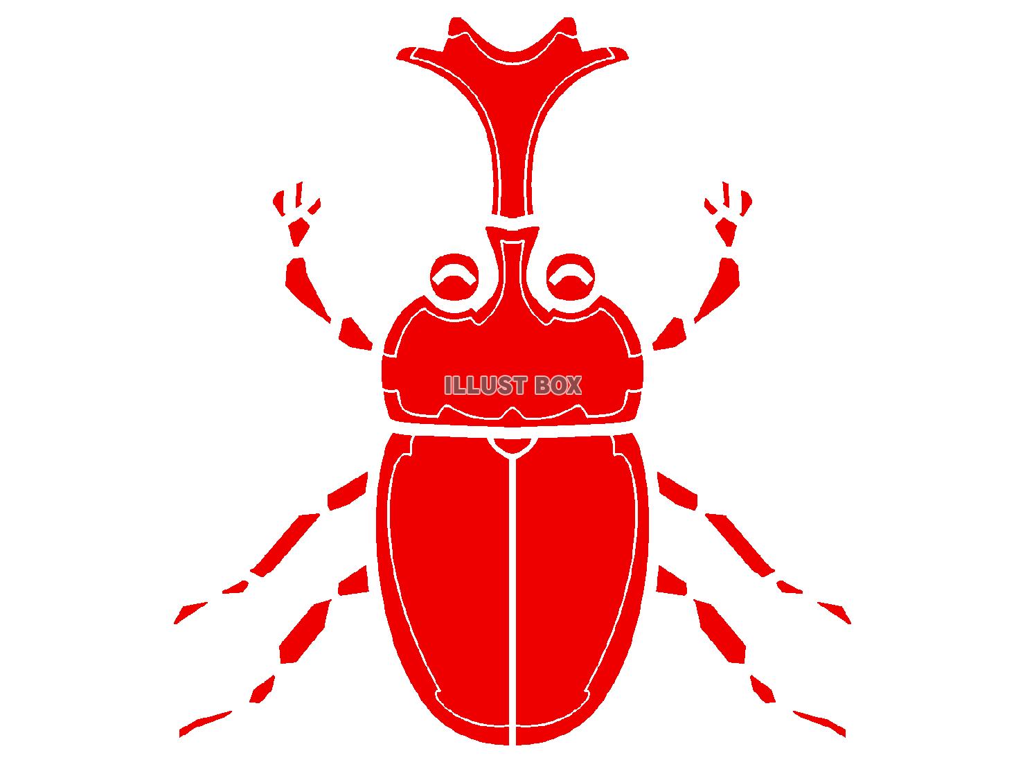 赤色のかわいいカブトムシのシルエット