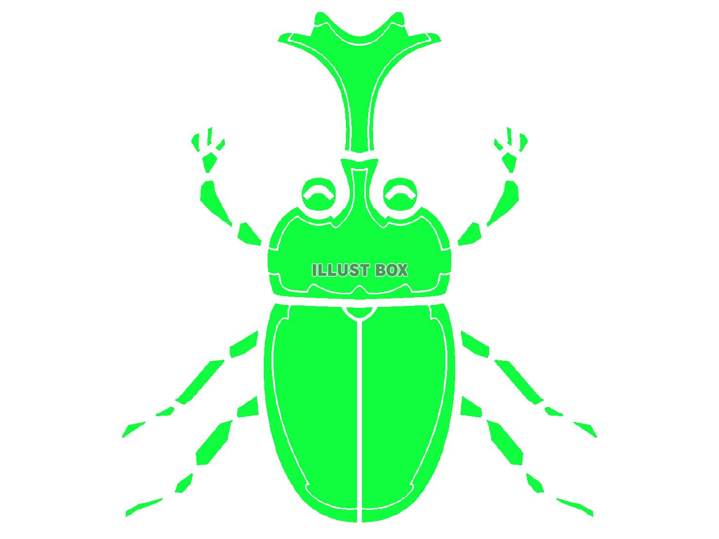緑色のかわいいカブトムシのシルエット
